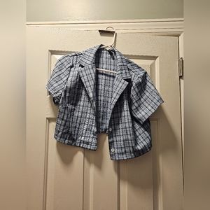 Cropped Striped Button Down Shirt